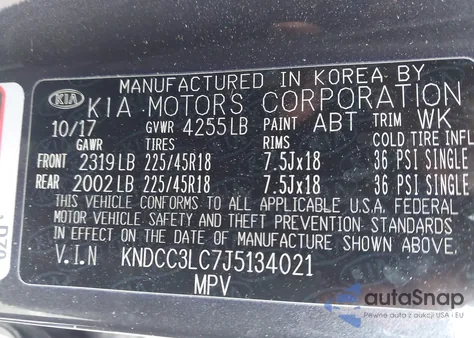 2018 Kia Niro Ex from USA, damaged, VIN KNDCC3LC7J5134021